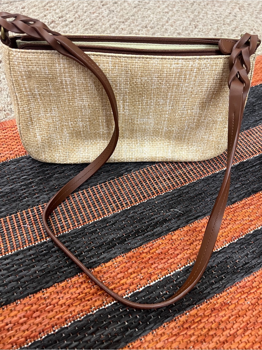 Vintage Etienne Aigner Woven Straw Baguette Bag